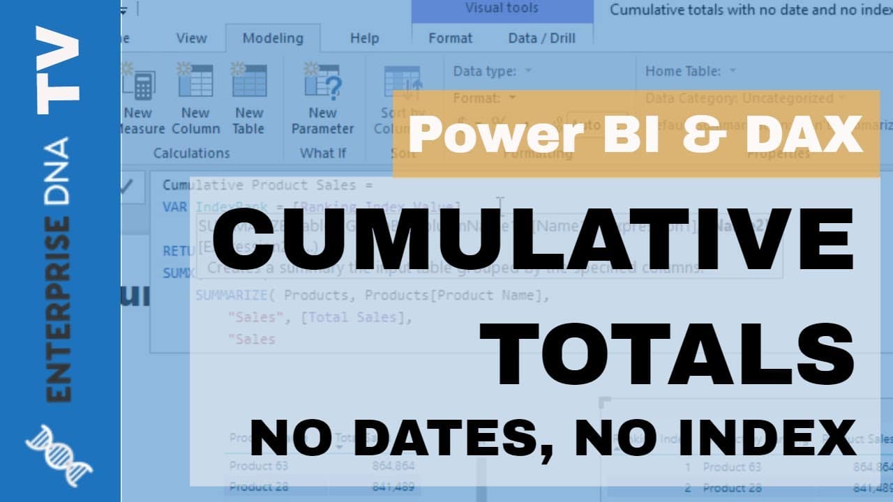 Cumulative Totals In Power BI Without Any Dates - Advanced DAX