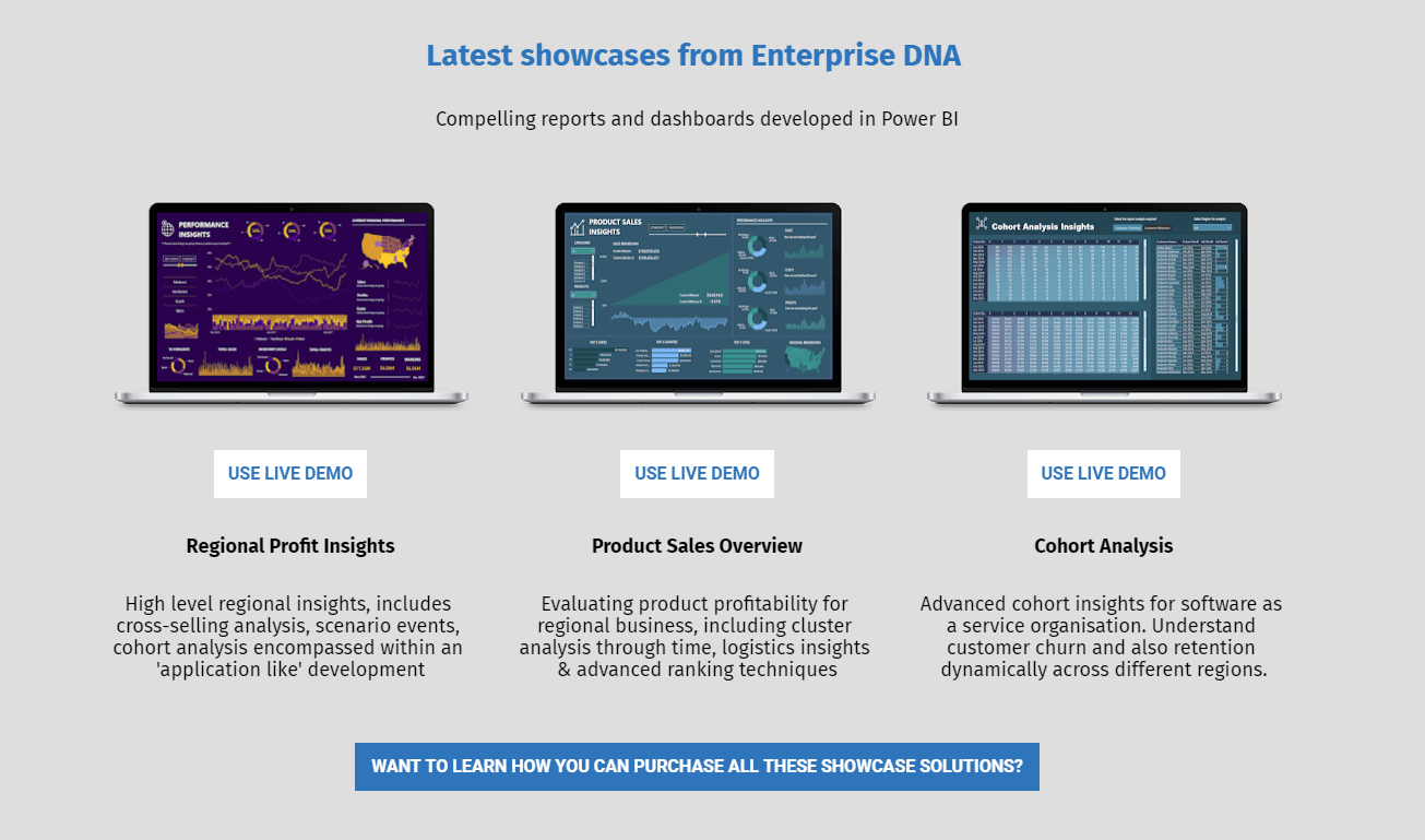 3 Brand New Power BI Showcases Available For Viewing At Enterprise DNA