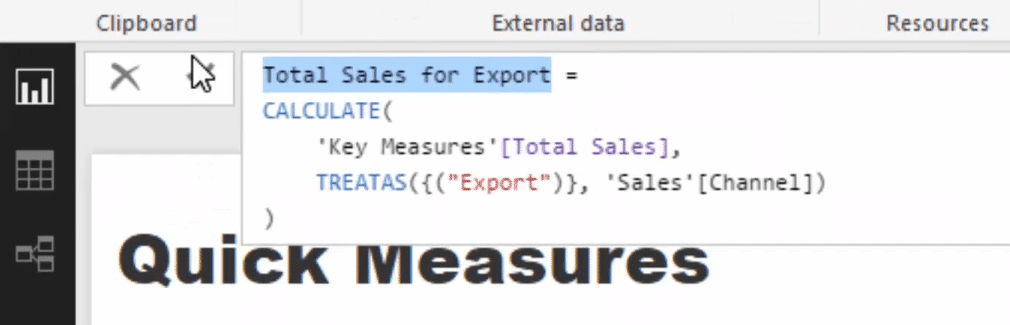 total sales for export formula