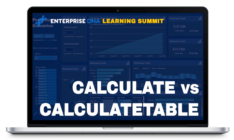 Enterprise DNA Learning Summit CALCULATE vs CALCULATETABLE Dashboard