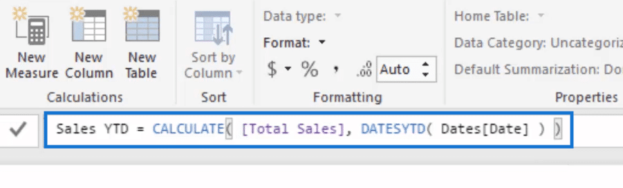 sales year to date formula