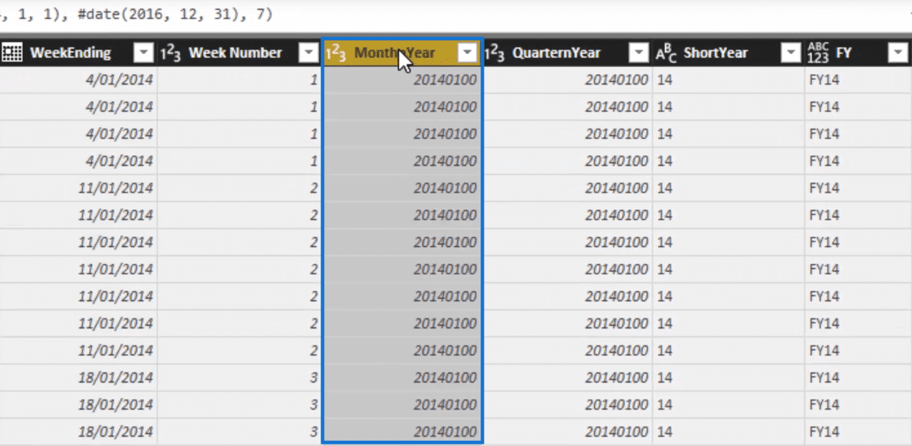 index column