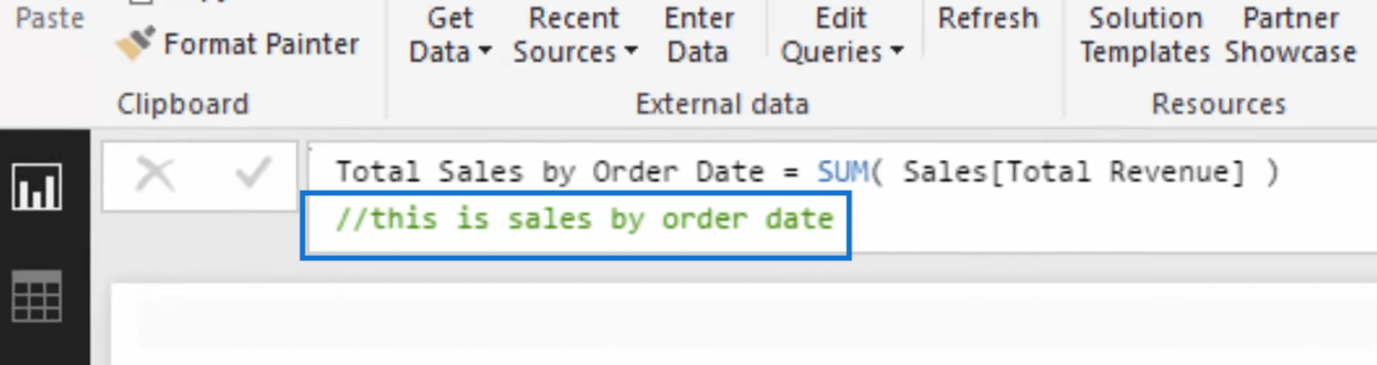 adding comment to specify which date in power bi