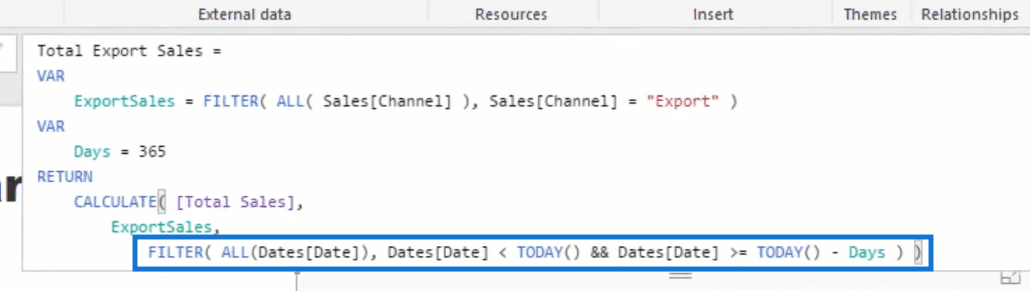 filter statement for days variable