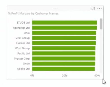 percent profit margins per customer visual in power bi