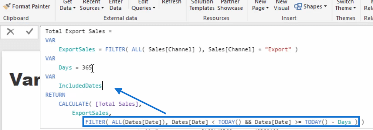 transfer filter to included dates variable