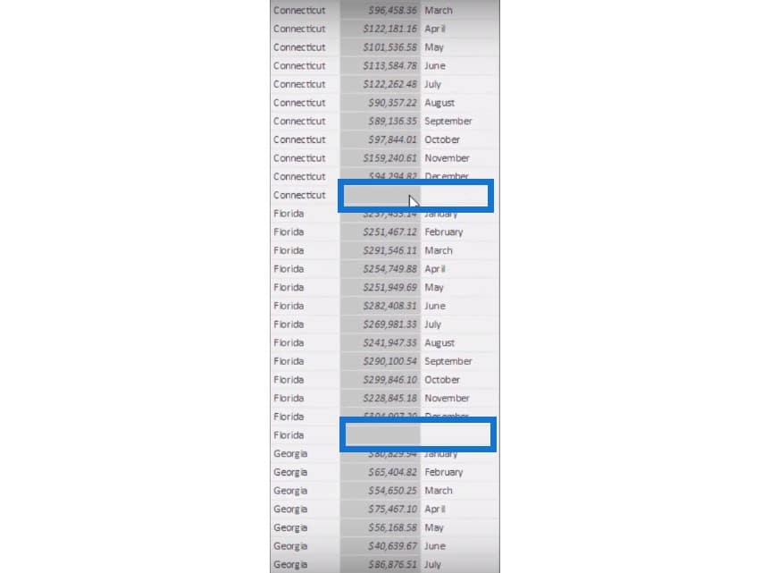 create a table in power bi