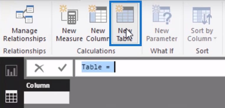 create a table in power bi