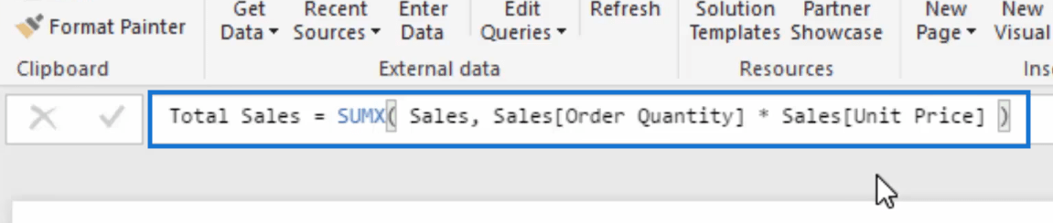 total sales formula with iterators