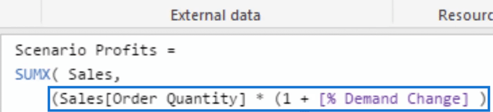 scenario profits formula part 1 for scenario analysis in power bi