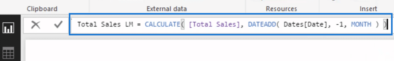 total sales last month measure to be used in comparing cumulative information