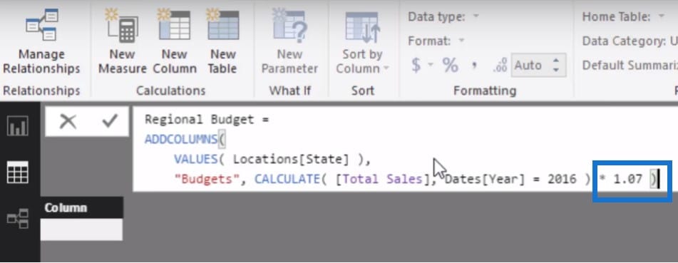 create a table in power bi