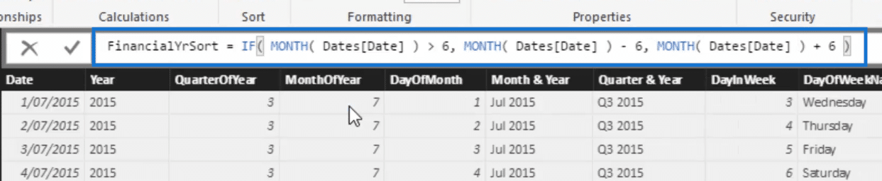 formula to sort by financial year in power bi