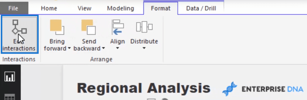 how to adjust virtual interactions in power bi