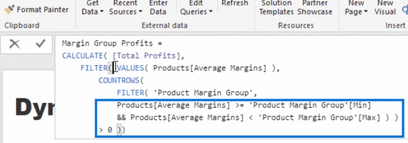 Margin group profits formula portion