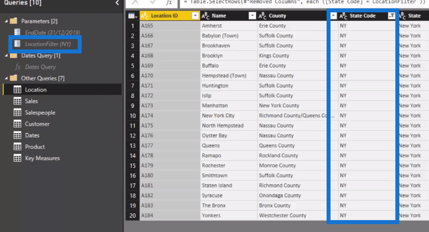 power bi query parameters