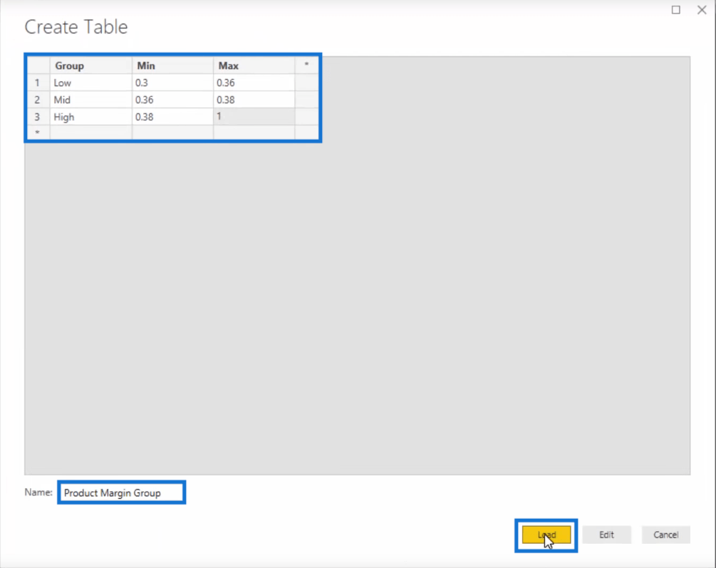 creating the supporting table to