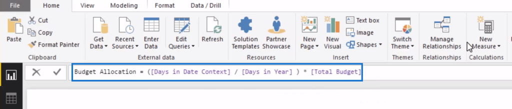 Budget Allocation Formula in Power BI