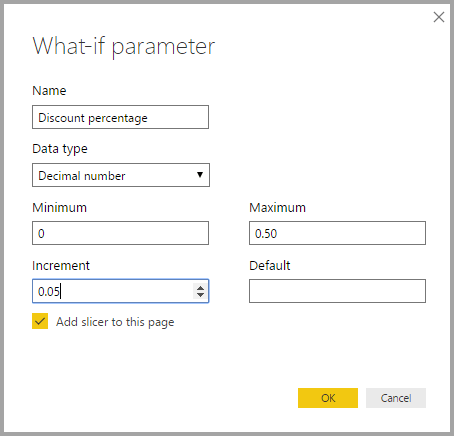 What If Parameter dialog in Power BI