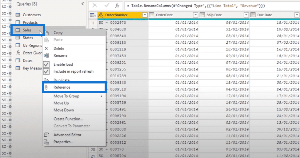 power bi table