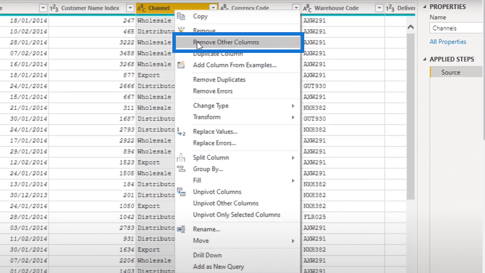 power bi table