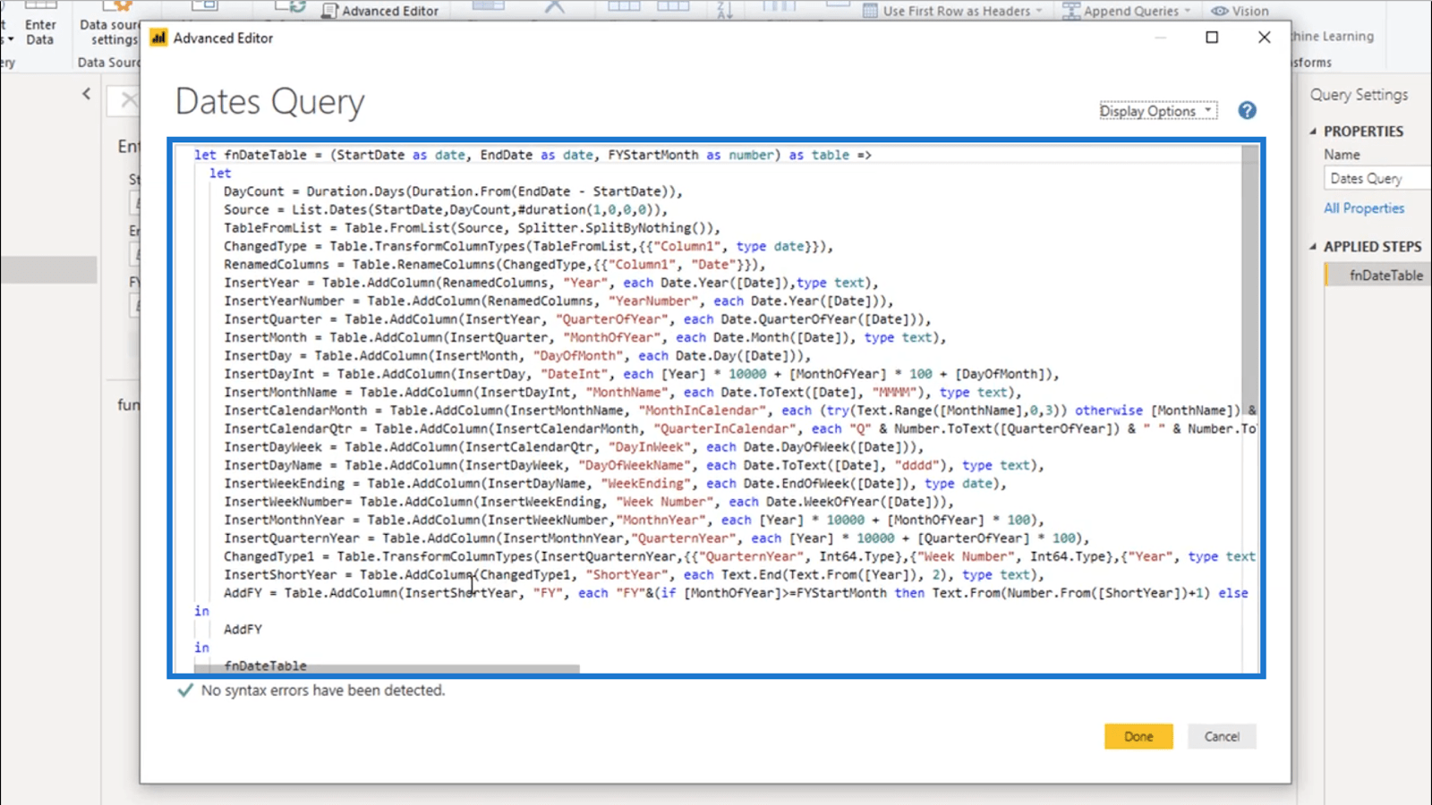 Creating A Dynamic Date Query Table In Power BI - Query Editor Tutorial