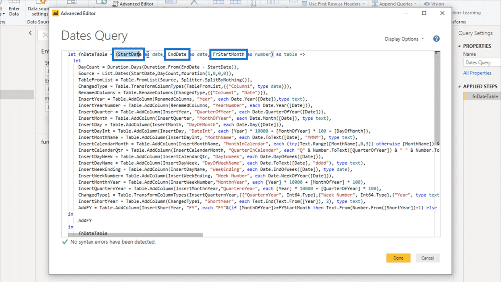 Creating A Dynamic Date Query Table In Power BI - Query Editor Tutorial