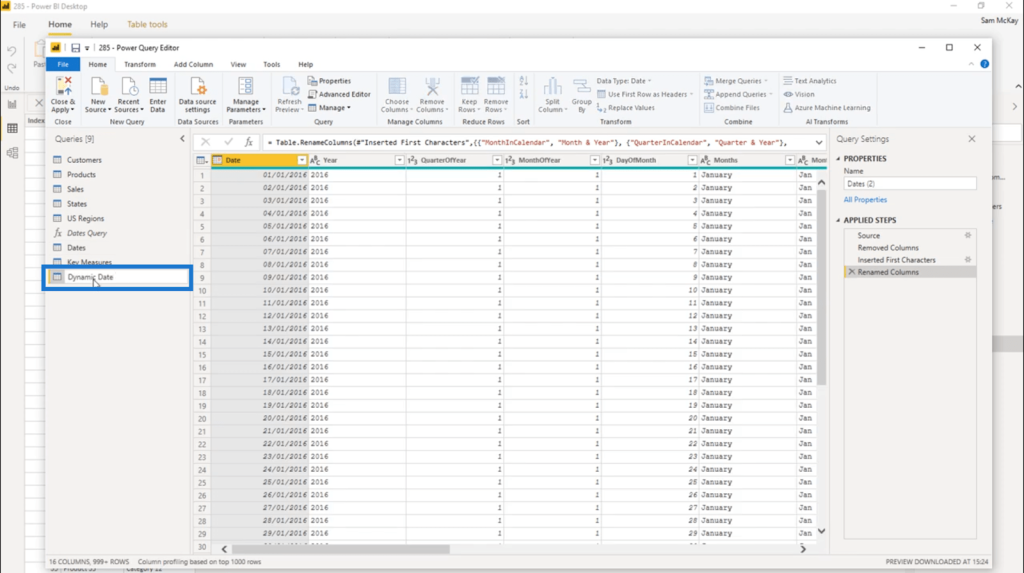 Creating a Dynamic Date Query Table in Power BI: A Query Editor ...