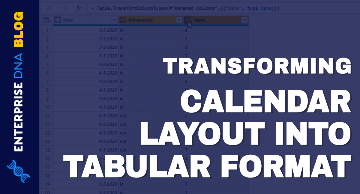 Turn Calendar Type Layout Into Tabular Format In Power BI Query Editor Tutorial