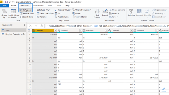 Turning Calendar Type Layout Into Tabular Format In Power BI Using ...