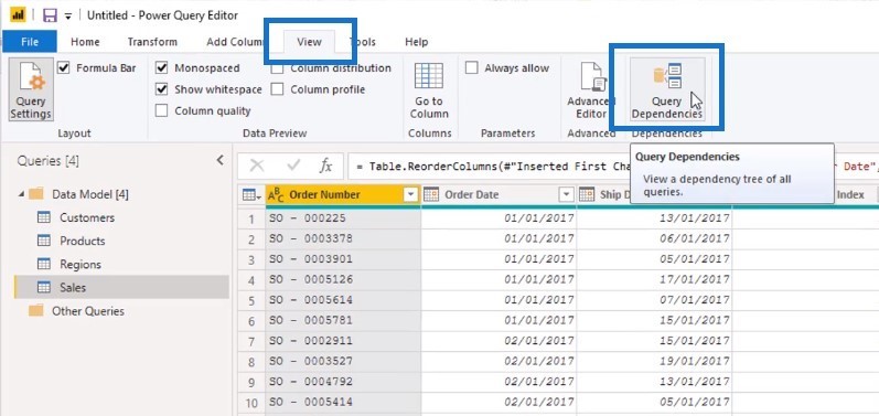 query dependencies power bi