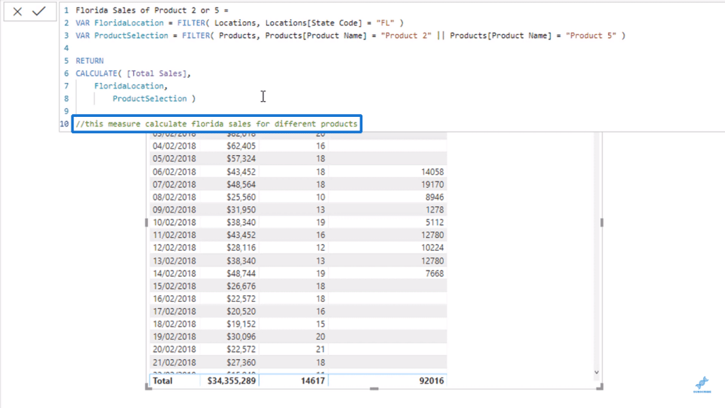 Creating comment at the end of the formula bar