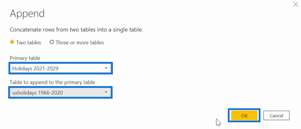 Power BI calendar table