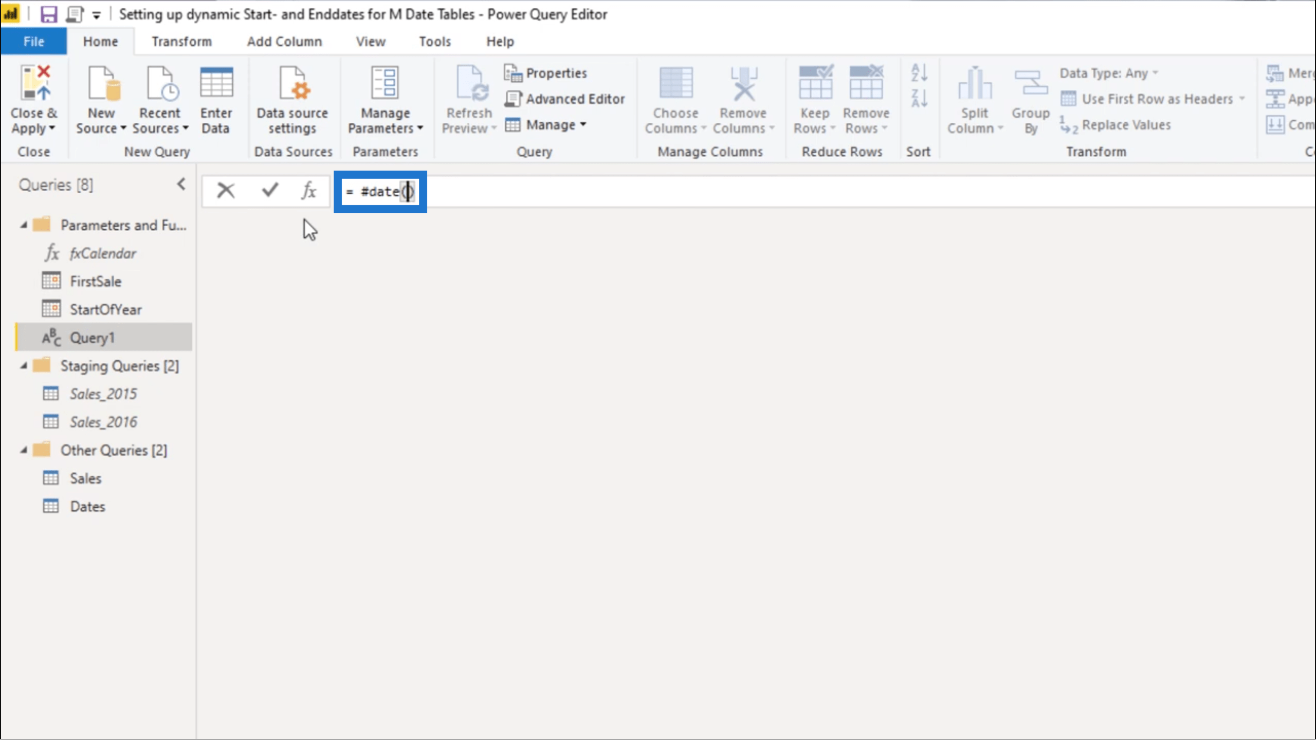 Using A Dynamic StartDate & EndDate For Power BI Query Date Tables