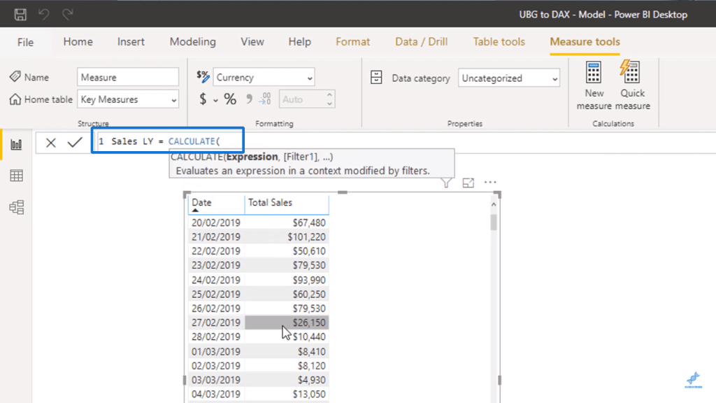 Creating Sales LY - Power BI CALCULATE