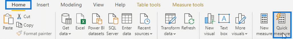 Power BI quick measure