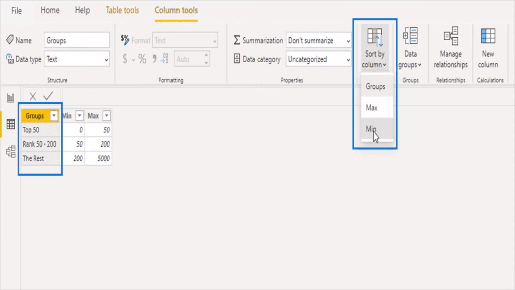 Sorting the supporting table to display neater data