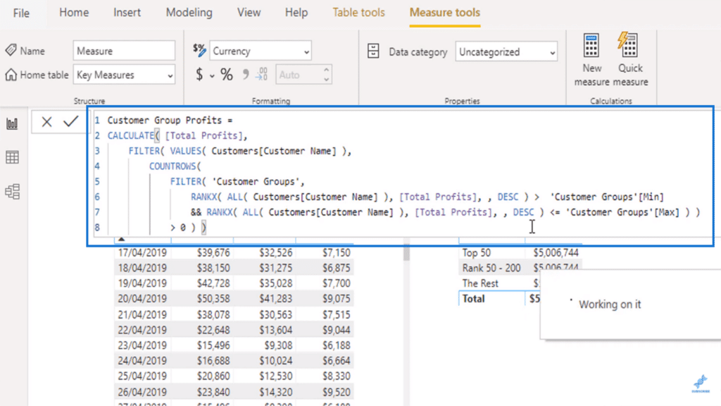 The advanced dax function used to run logic through the supporting table