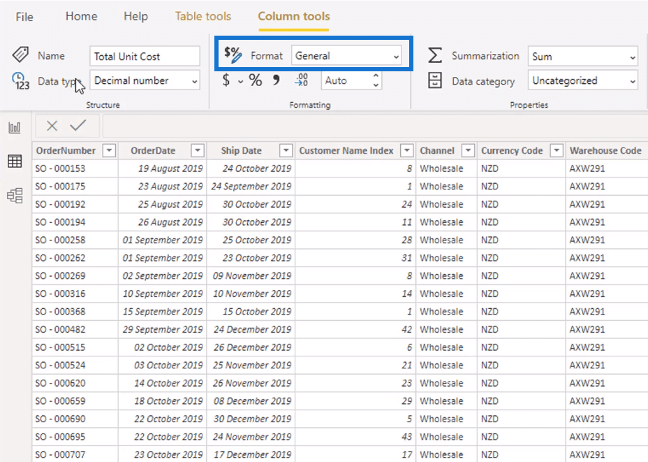 Power Bi Dataset Example