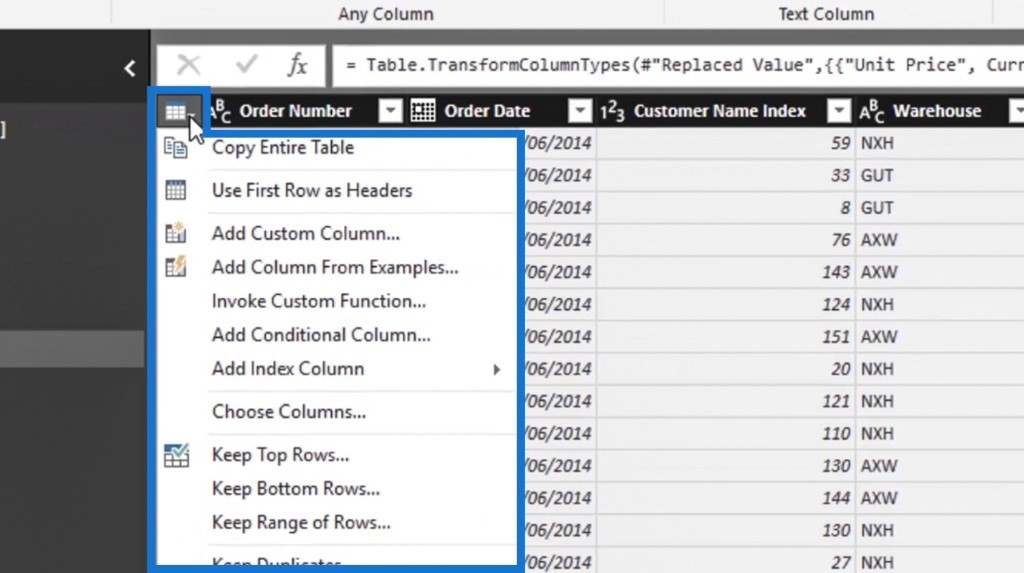 Row Transformations In Power BI Query Editor