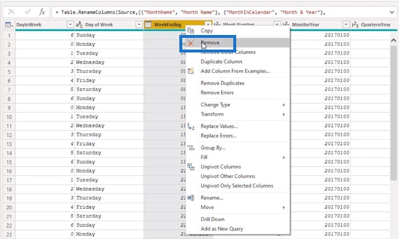 power bi date tables