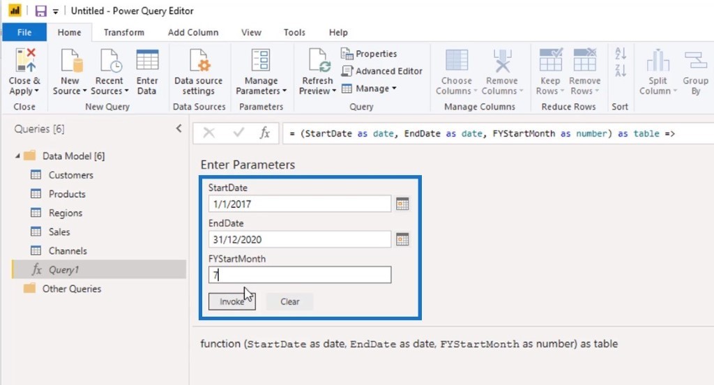 power bi date tables