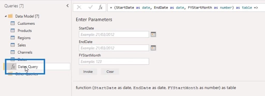 power bi date tables