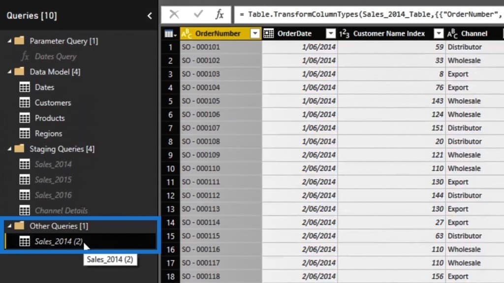 moving the table after Duplicating Queries In Power BI
