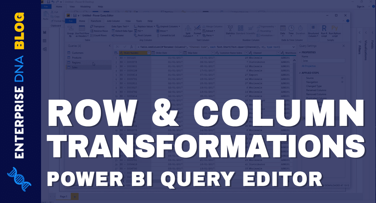 Power BI Query Editor Row and Column Transformations