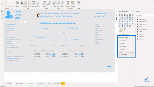 power bi drill through