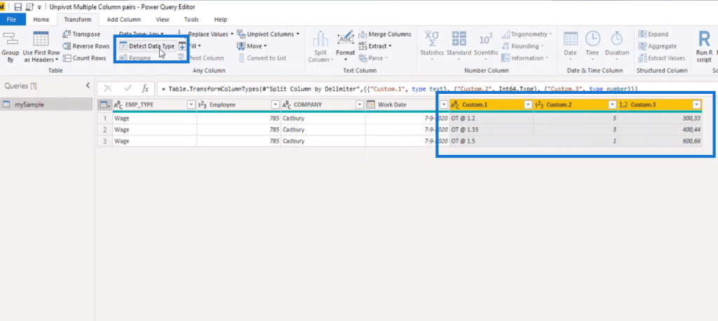 power bi unpivot columns