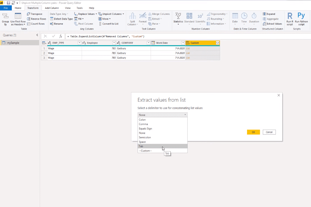 power bi unpivot columns