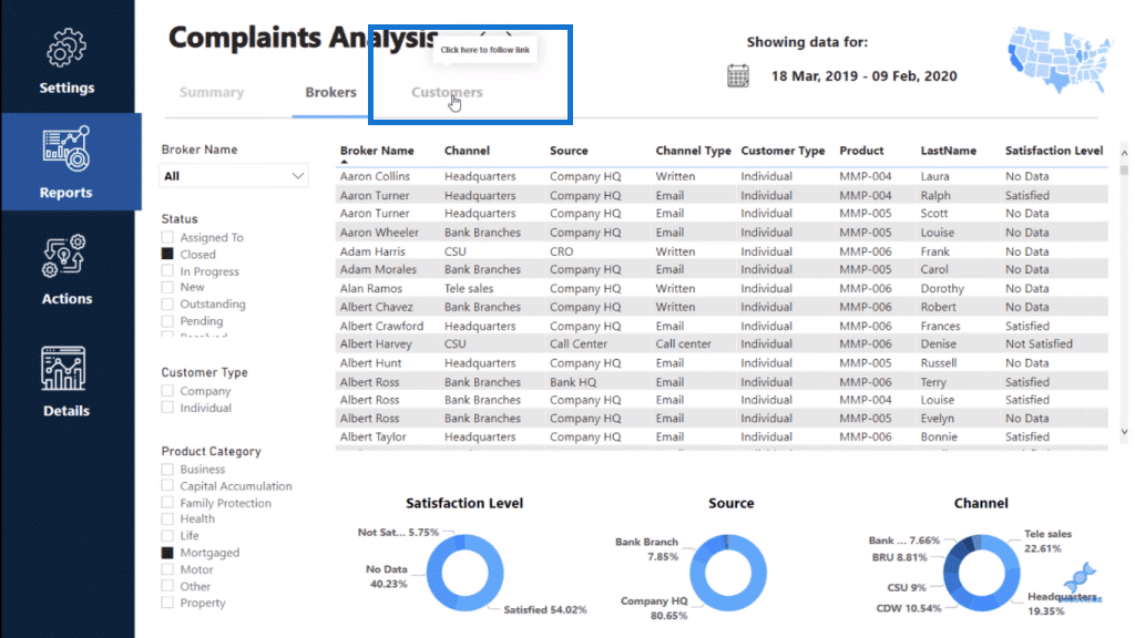 power bi report navigation