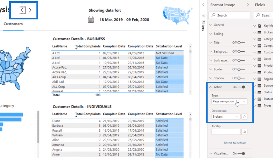 power bi report navigation